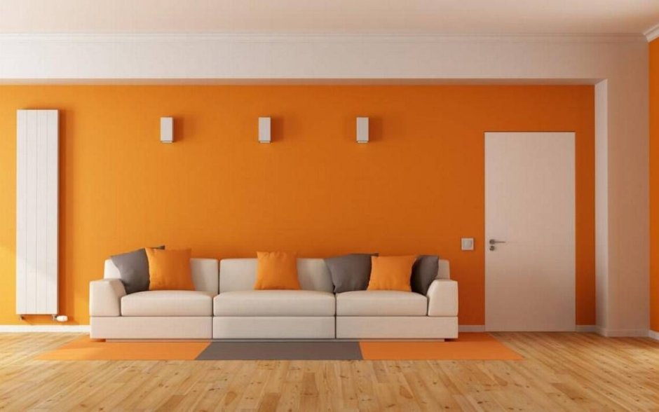 Оранжевые двери в интерьере
