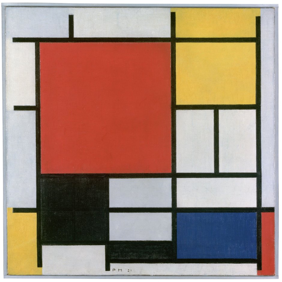 Пит Мондриан композиция с красным желтым синим и черным 1921