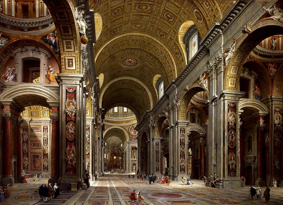 Собор Святого Петра, Центральный Неф. Ватикан – Basilica di San Pietro интерьер