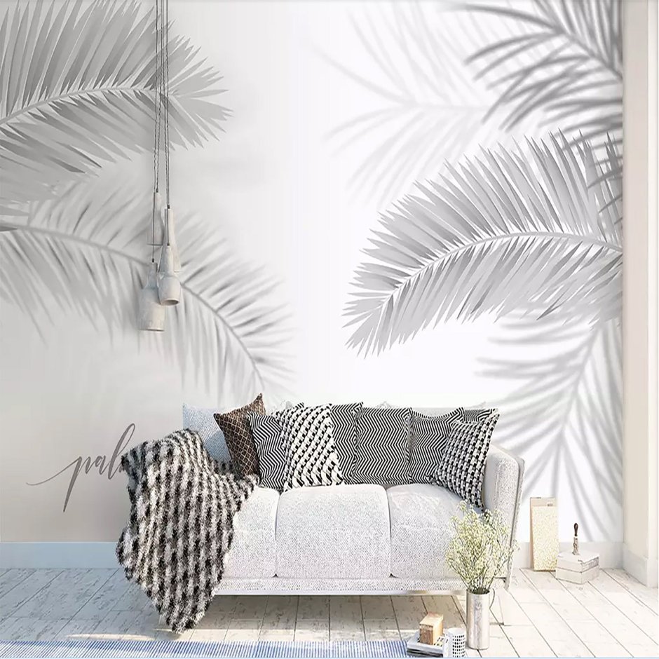 Фреска листья пальмы в интерьере