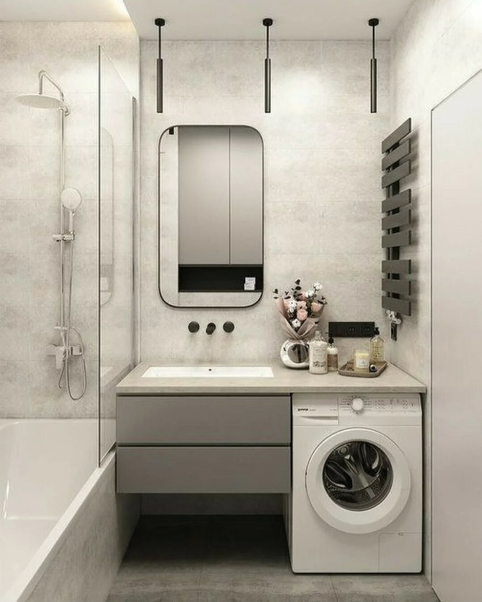 Интерьер ванной со стиральной машинкой