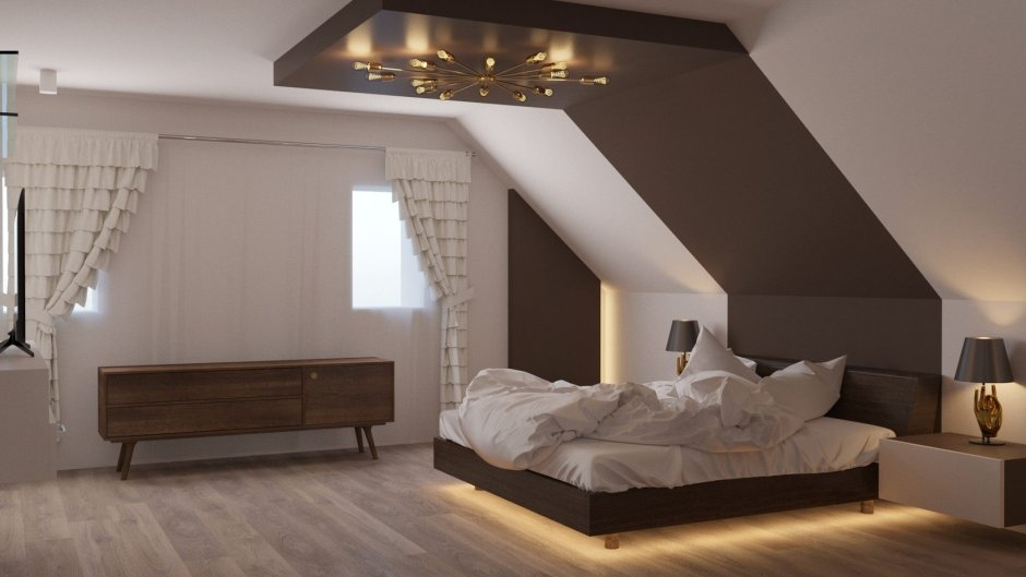 Дизайнер мансарды спальни потолки из гипсокартона