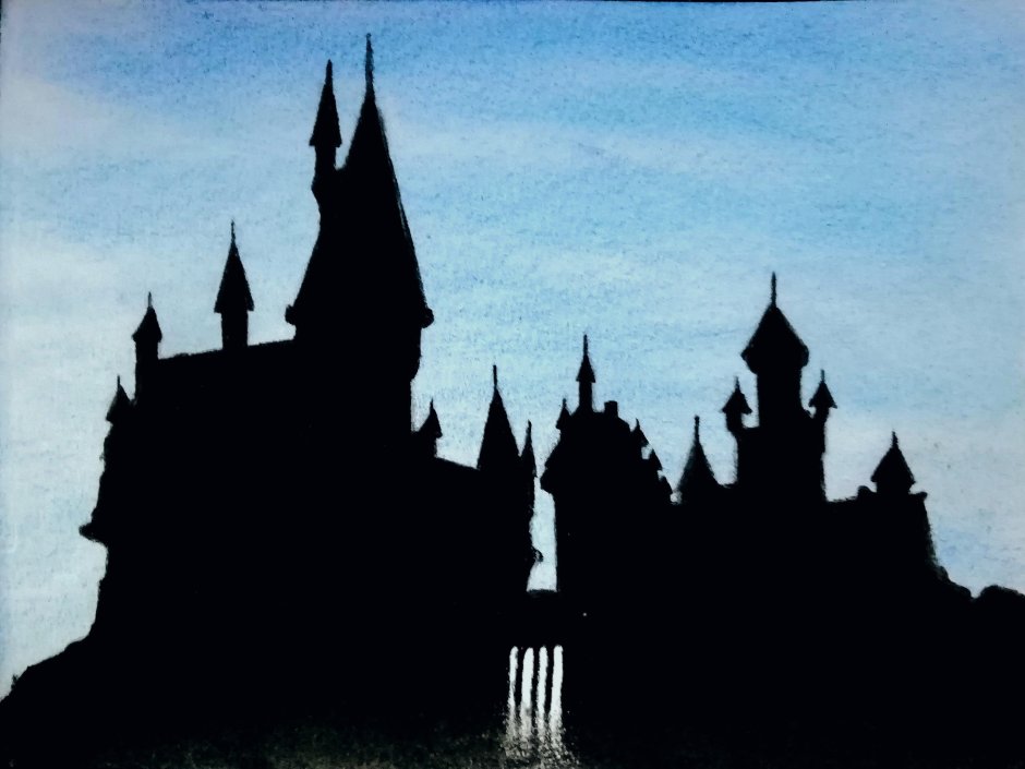 Гарри Поттер замок Хогвартс силуэт