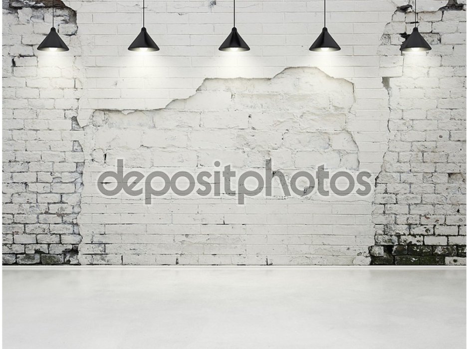 Белая кирпичная стена в стиле лофт