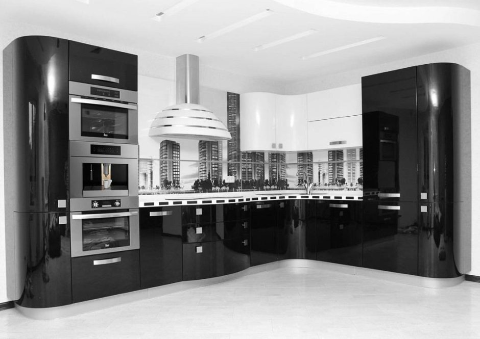 Кухня в черно белых тонах