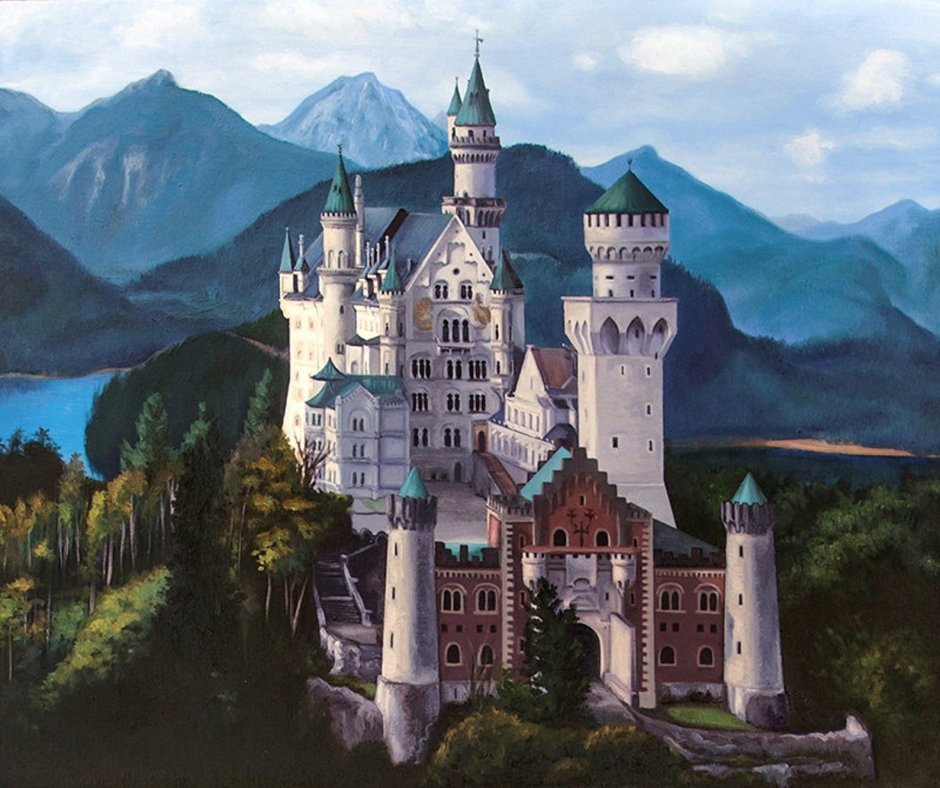 Картина Гитлера замок Нойшванштайн