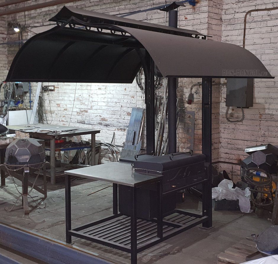 Мангал с крышей Roof Grill 113х210х71см сталь 3мм