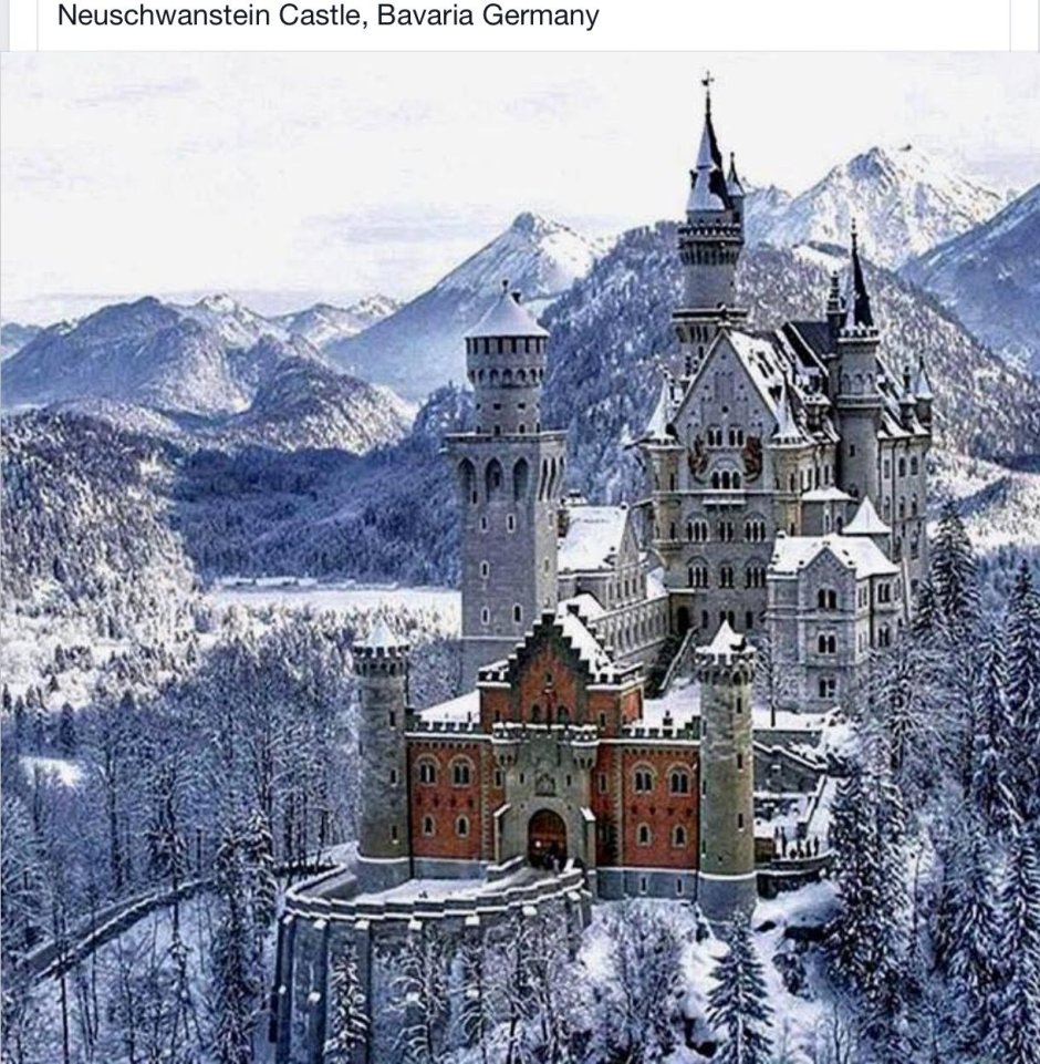 Замок Нойшванштайн Германия зима