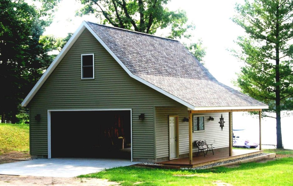 Дачный дом с гаражом под одной крышей