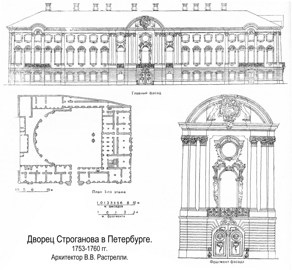 Строгановский дворец Растрелли план