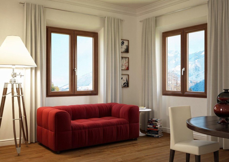 Окна Рехау коричневые