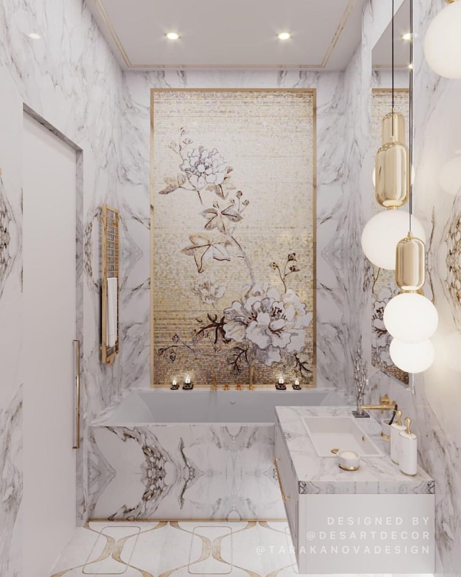 Ванная комната мрамор с золотом
