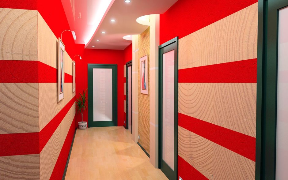 Красные стены в коридоре