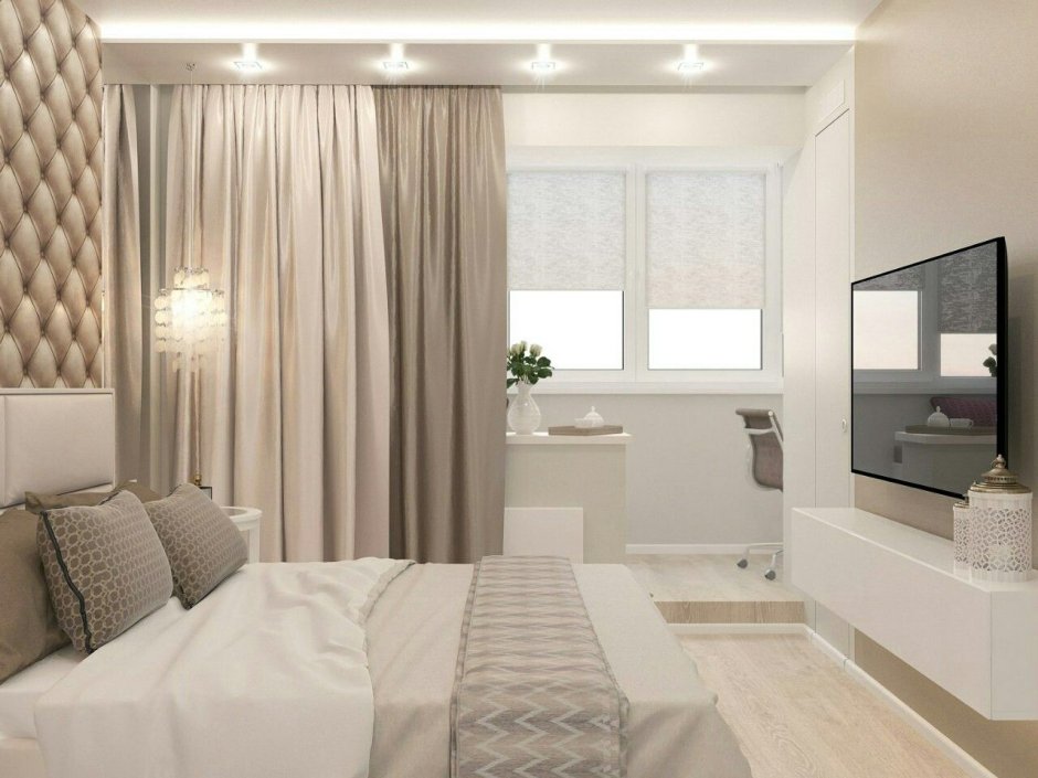 Современная спальня с балконом