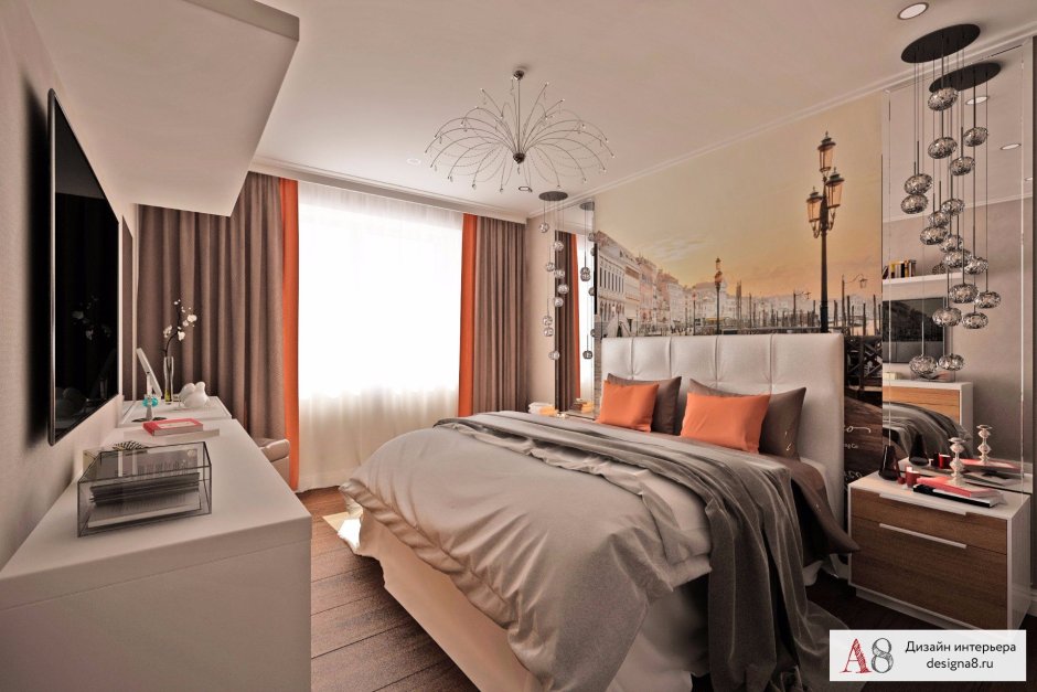 Интерьер спальни 13 м2