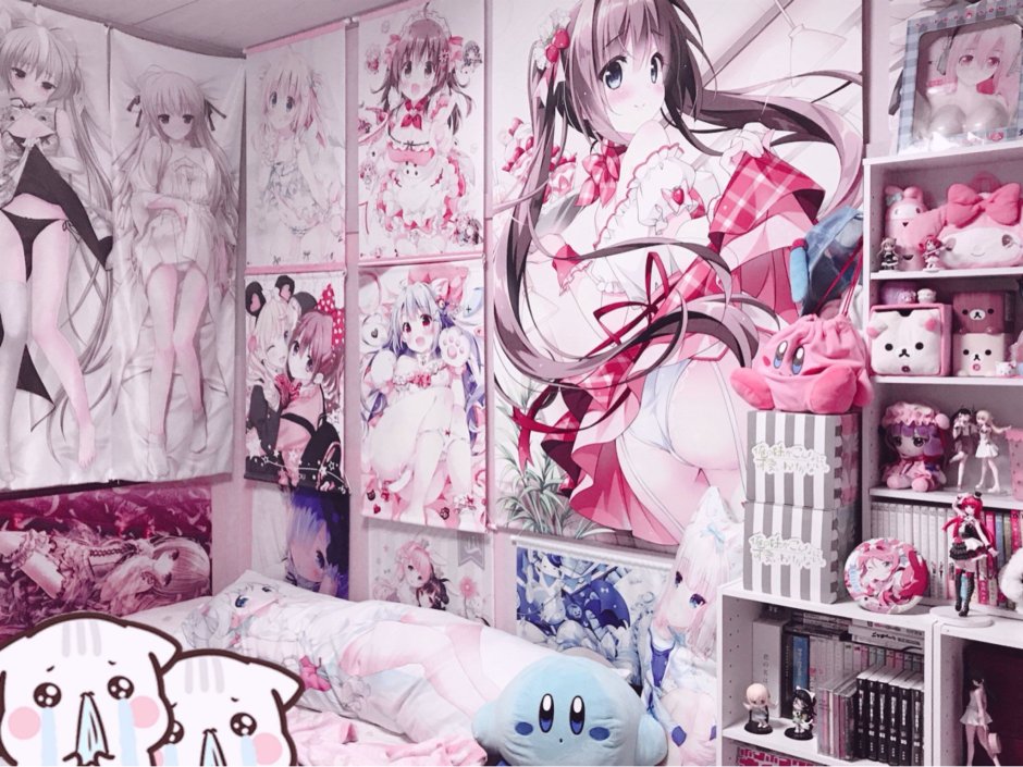 Розовая комната для девочки анимешницы