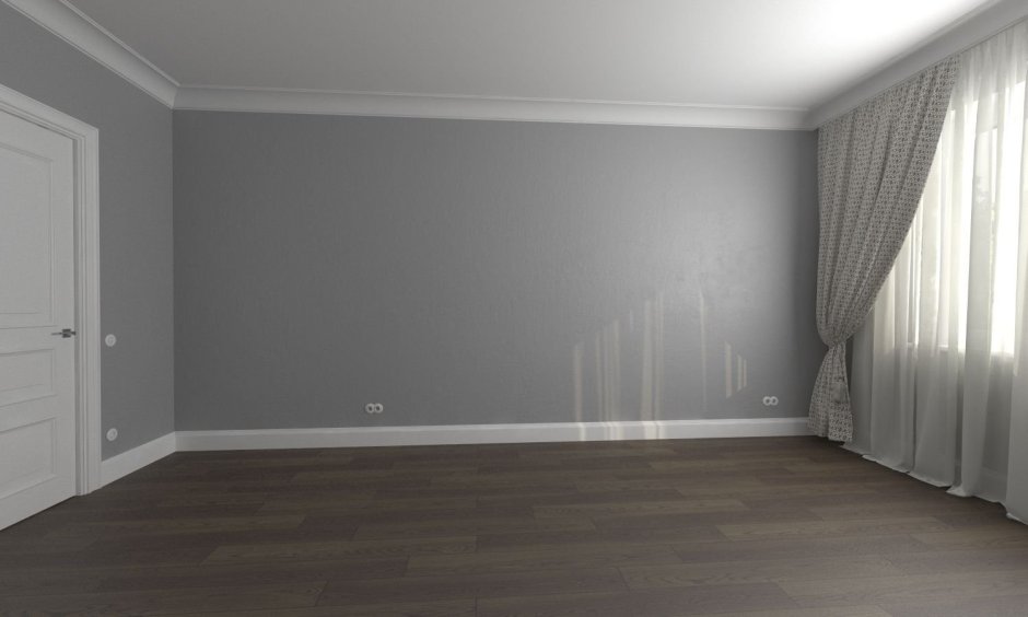 Пустая комната с серыми стенами