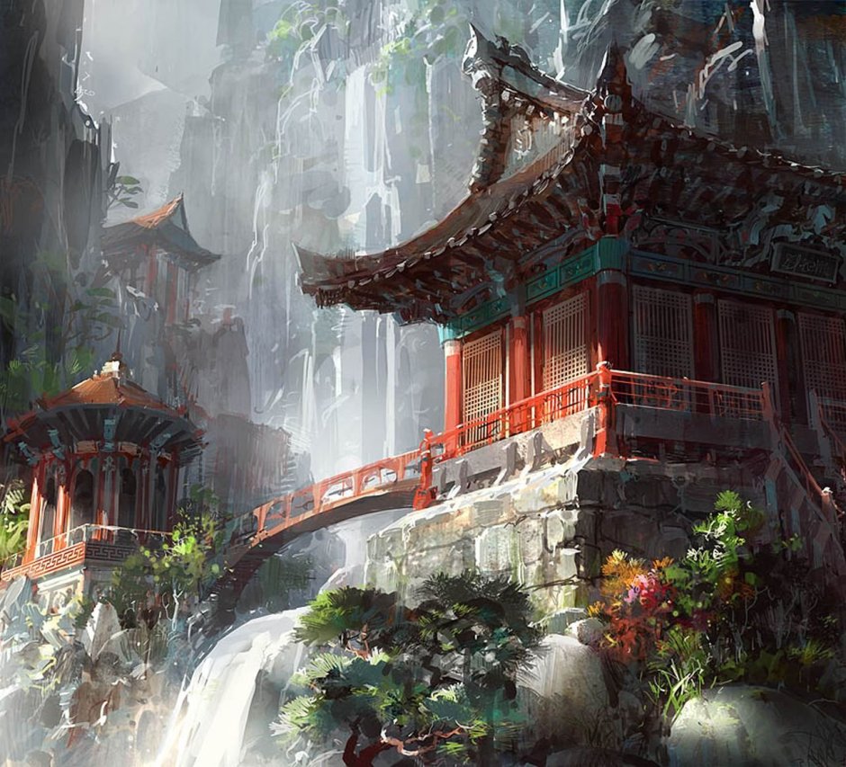 Concept Art environment храм Китай