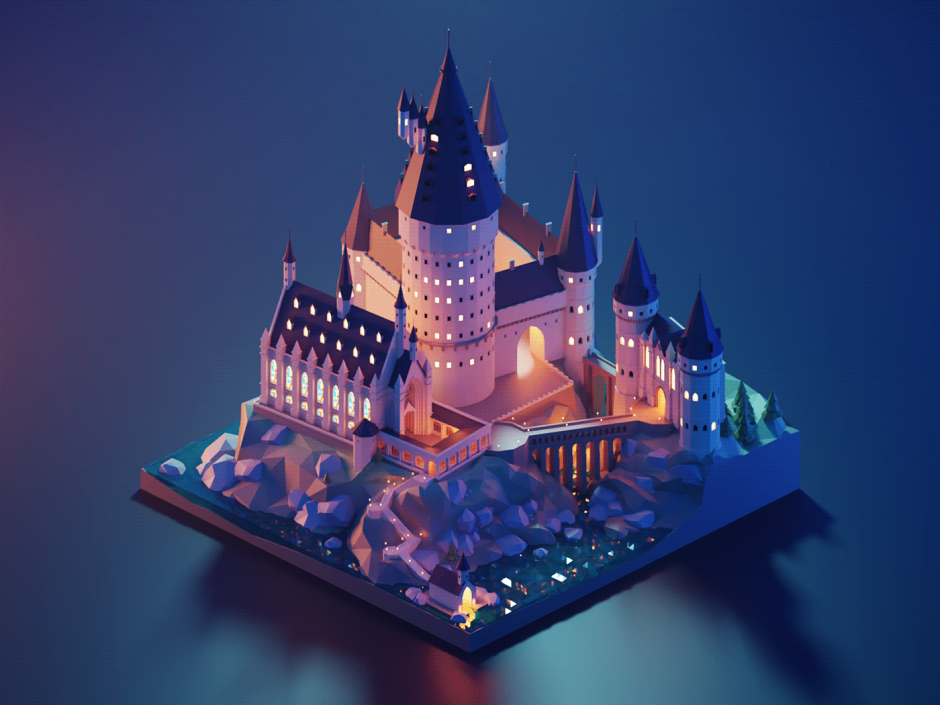 Замок Low Poly 3d