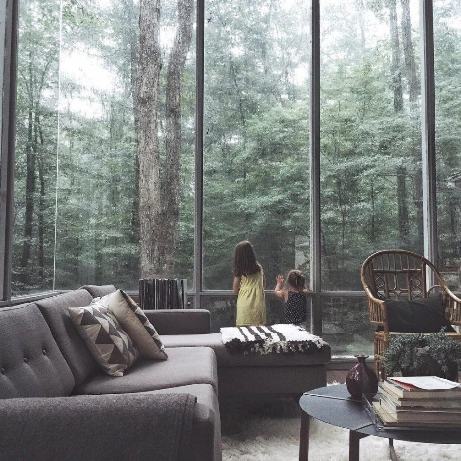 Панорамные окна с видом на лес