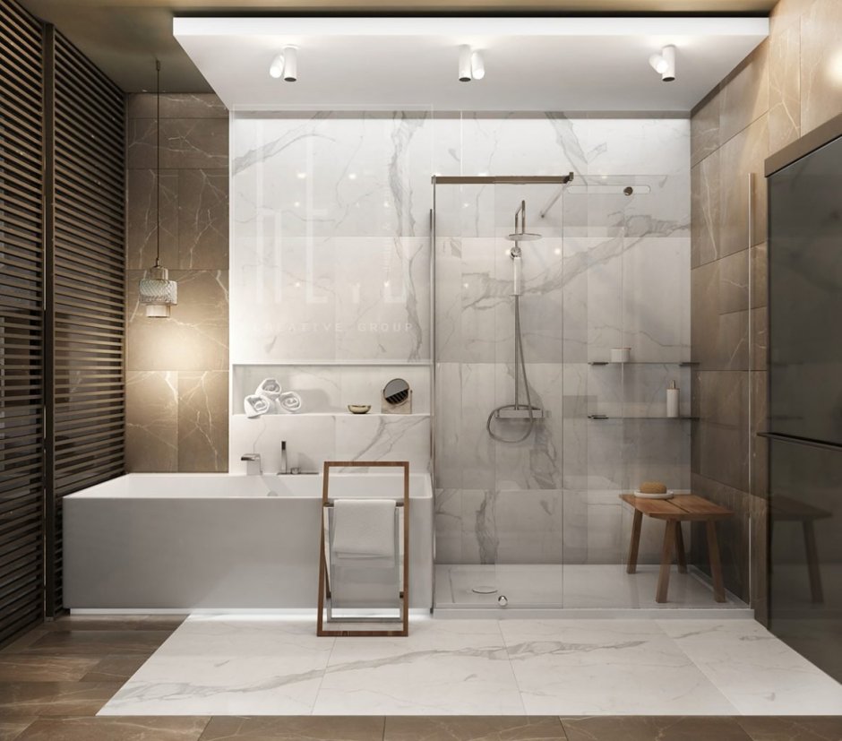 Ванная комната с душем дизайн современный