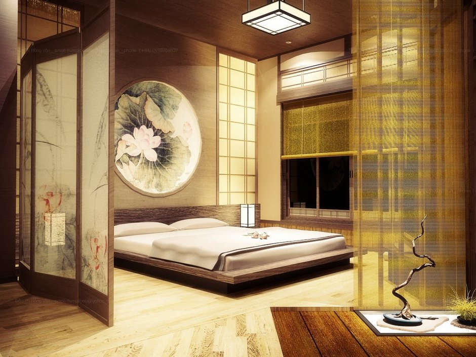 Японский стиль в интерьере гостиной