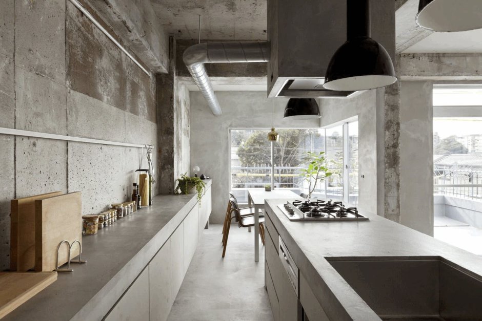 Кухня в стиле лофт бетон