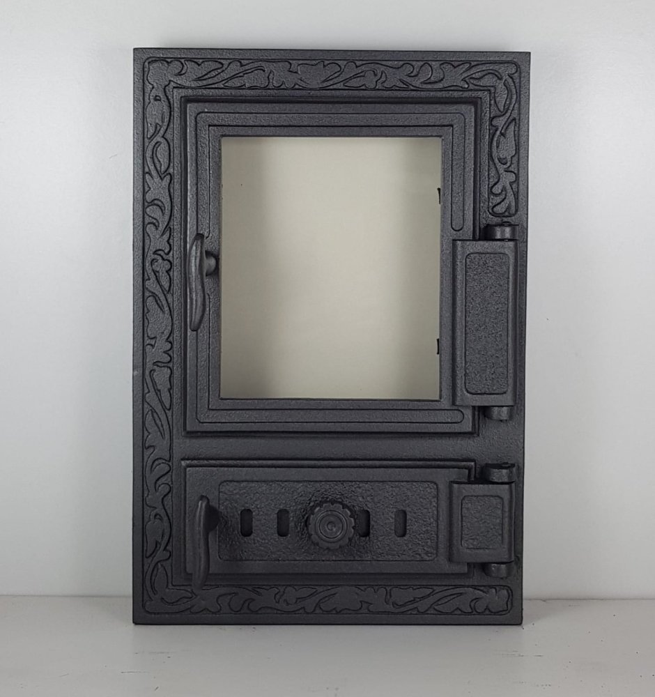 Дверца со стеклом и зольником h0308