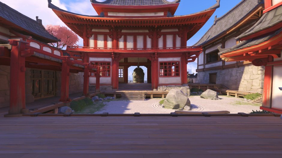 Синтоистский храм в Японии аниме