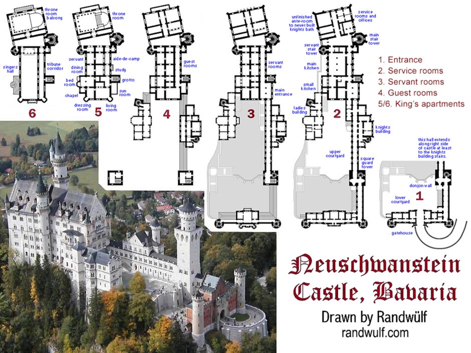 Замок Нойшванштайн («новый Лебединый Утес») в Германии;