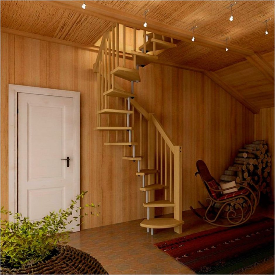 Изогнутая деревянная лестница