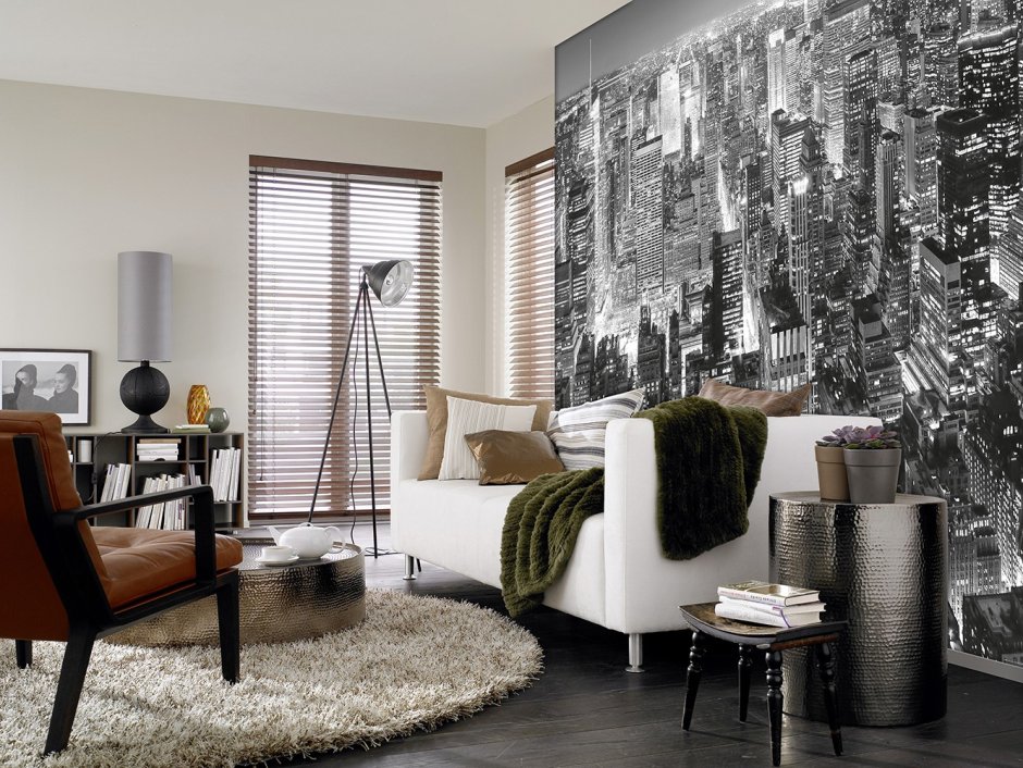 Обои черно-белые для стен в интерьере