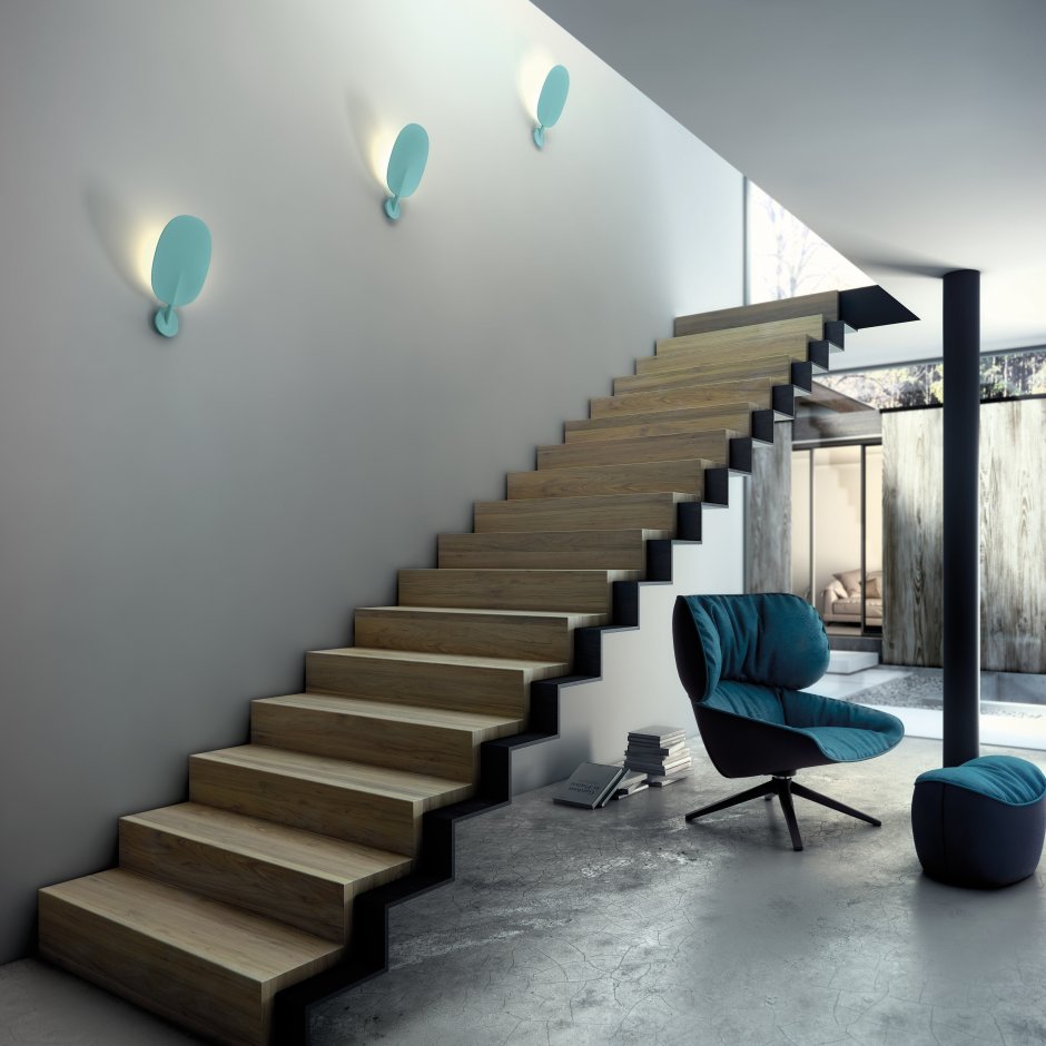 Интерьер лестницы в современном стиле декор