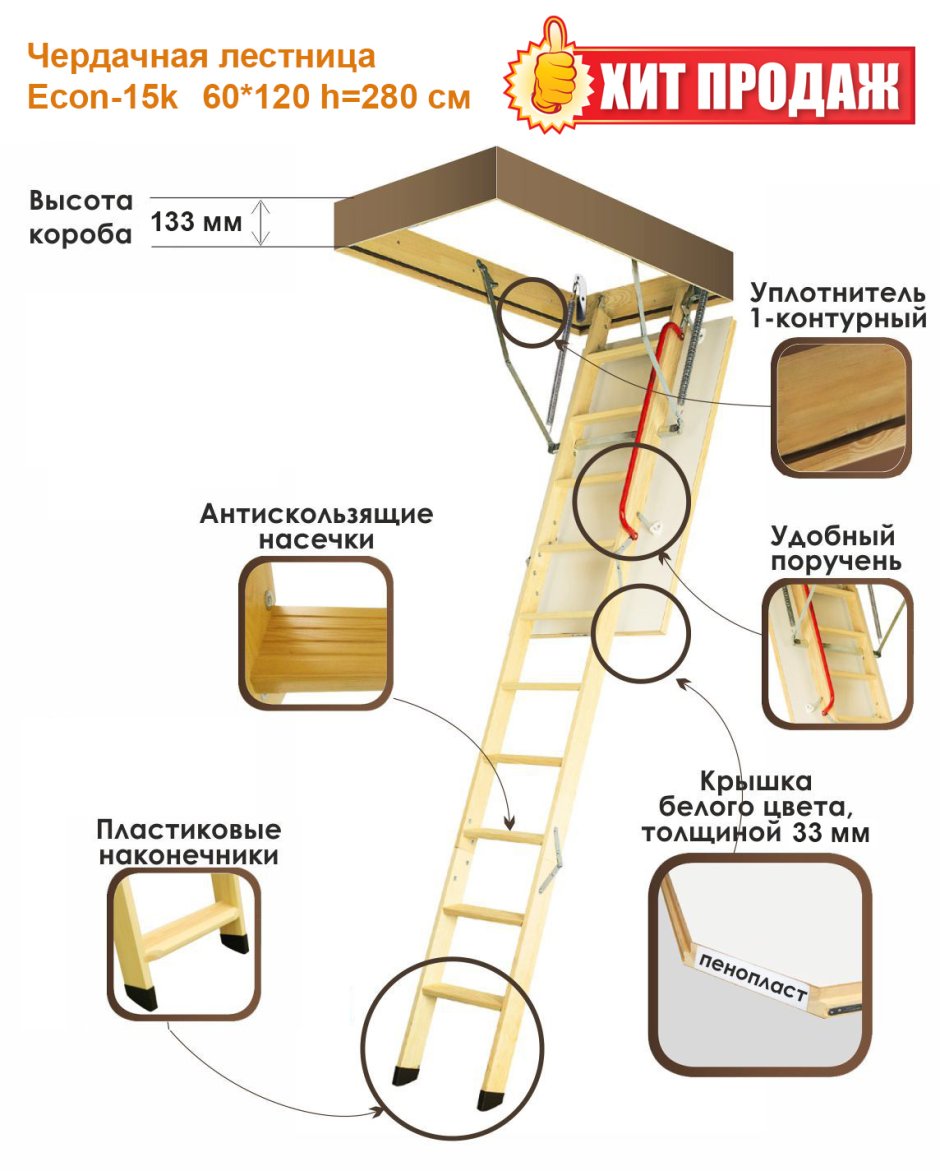 Лестница Fakro(Факро) 60*120*280 LWK Plus