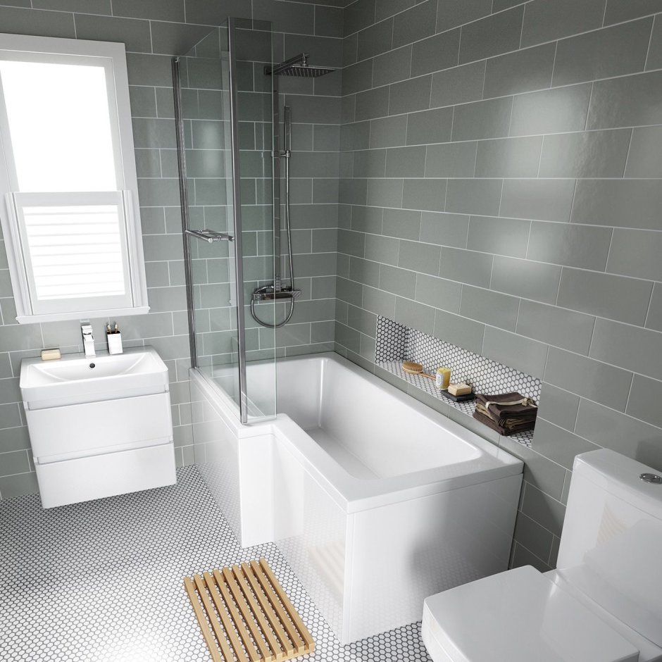 Светло серая ванная комната дизайн