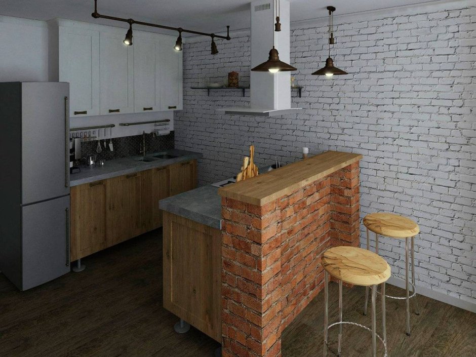 Кухня лофт 10 м 2