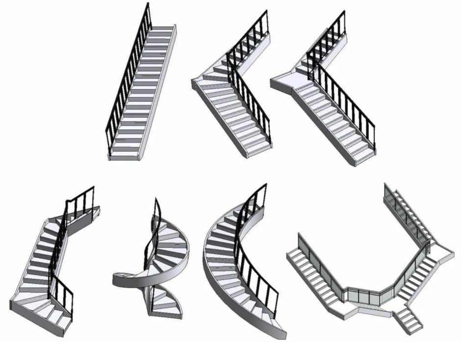 Металлическая лестница модель Revit
