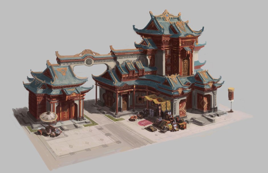 Концепт арт Китай храм