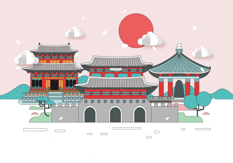 Корейский дворец Кенбоккун фон