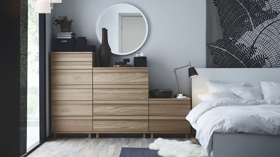 Hemnes ХЕМНЭС комод с 8 ящиками, белая морилка160x96 см