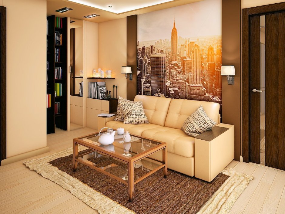 Гостиная в теплых тонах