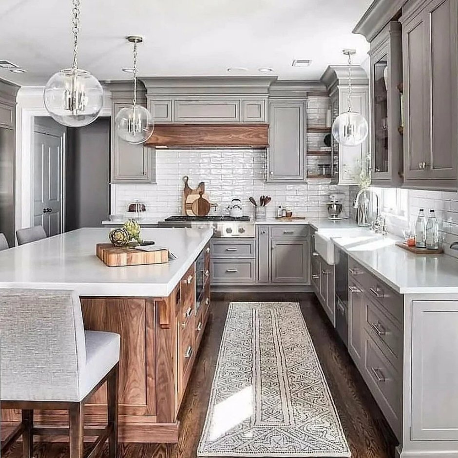 Классическая кухня в серых тонах