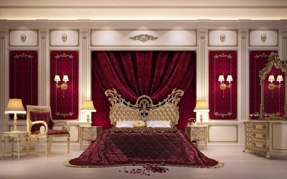 Спальня в Царском стиле бордо