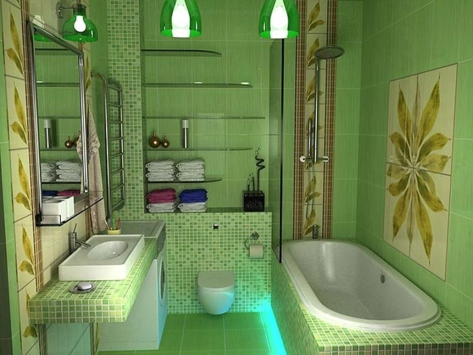 Ванная в зеленом цвете