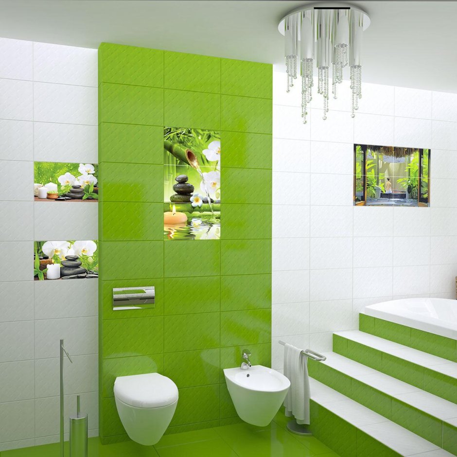 Ванна в зеленом стиле