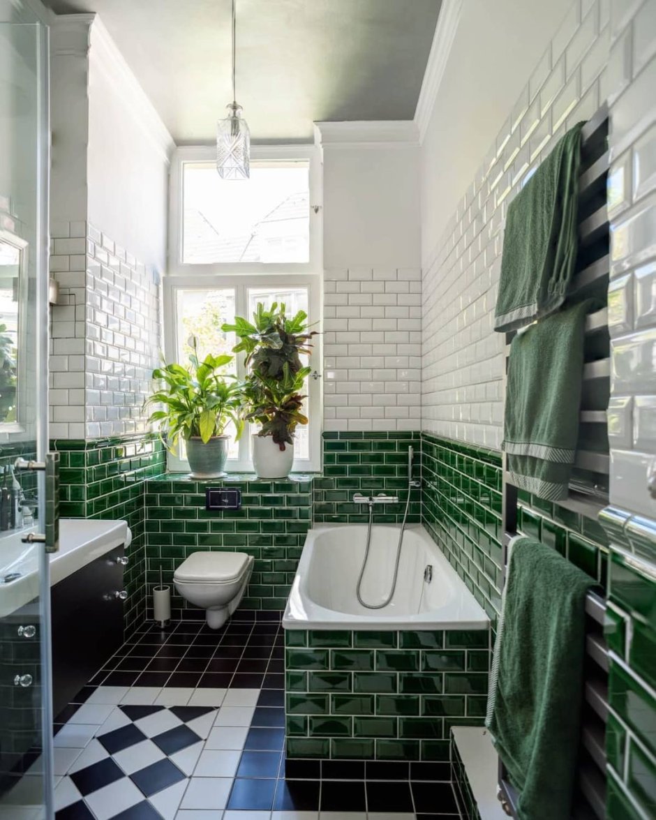 Зелёная ванная комната дизайн