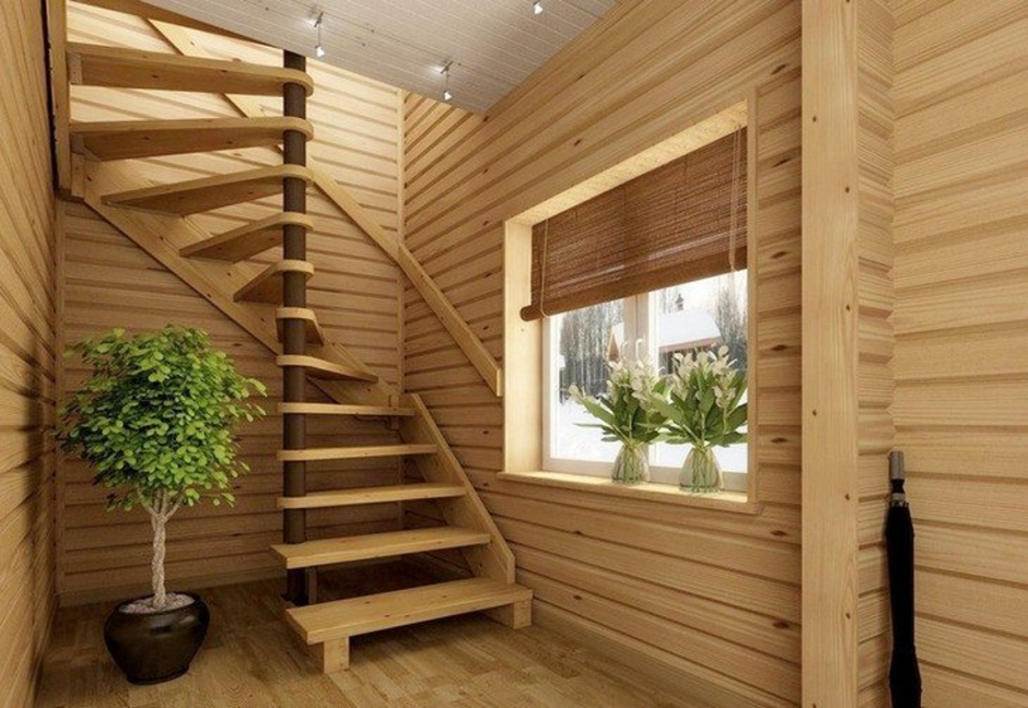 Деревянная лестница в стиле лофт