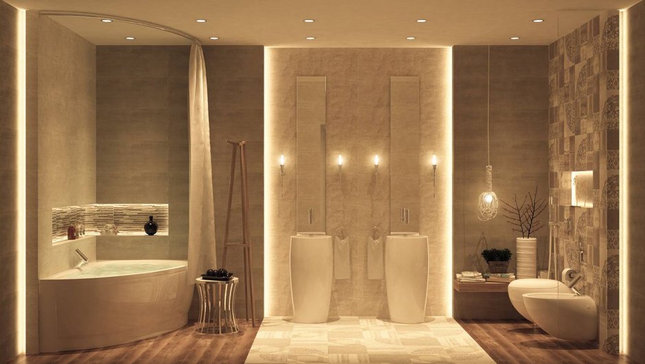 Дизайнерское освещение в ванной