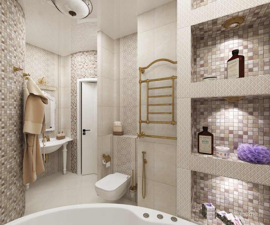 Ванная комната в пастельных тонах плитка мозаика маленькая