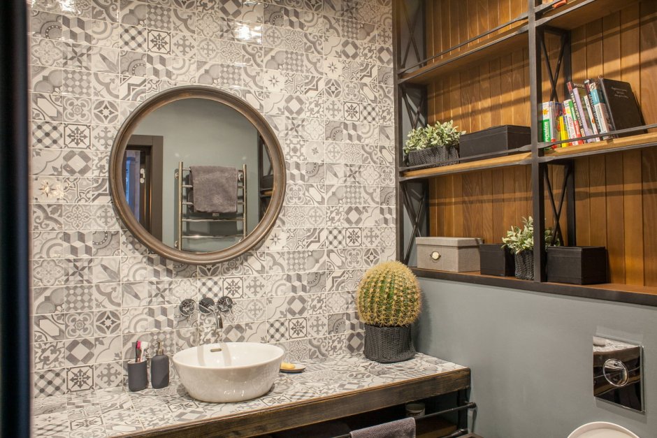 Ванная комната в стиле лофт мозаика